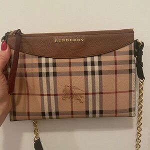 Burberry (authentic) Signature Haymarket Check Crossbody Bag